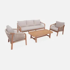 Gartenlounge-Set aus Holz mit Seilbespannung für 5 Personen