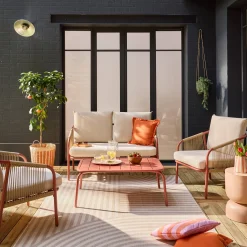 Gartenlounge-Set aus Stahl, für 4 Personen