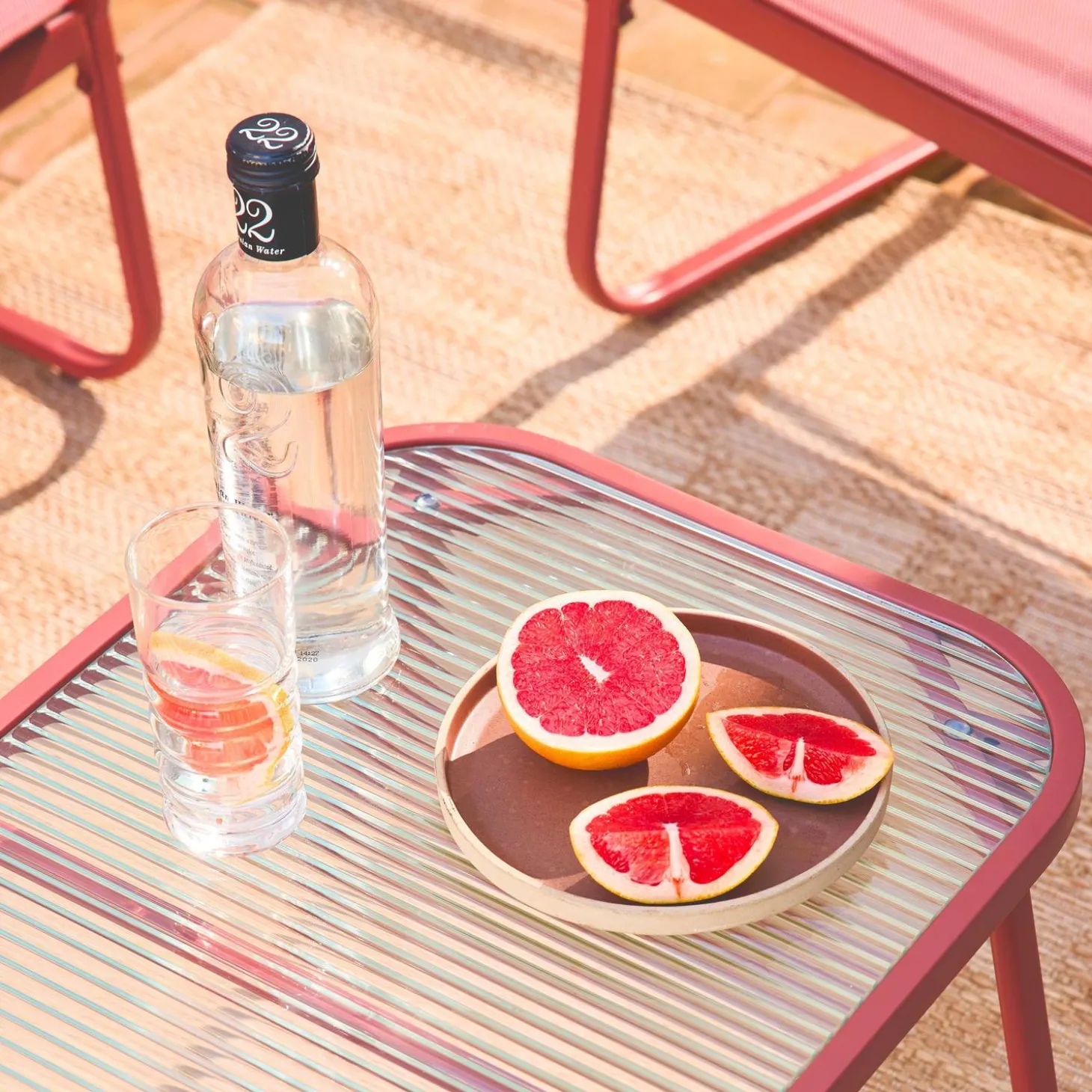 Gartenlounge-Set aus Stahl, 4 Plätze