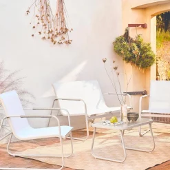 Gartenlounge-Set aus Stahl, 4 Plätze