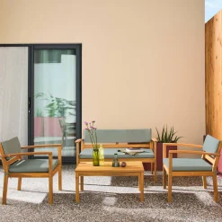 Gartenmöbelset aus Akazienholz für 4 Personen