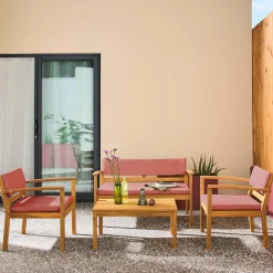 Gartenmöbelset aus Akazienholz für 4 Personen