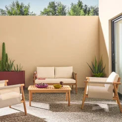 Gartenmöbelset aus Akazienholz für 4 Personen