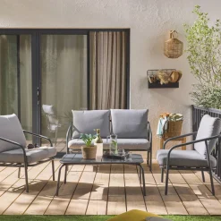 Gartenmöbelset aus Metall, 4 Sitzplätze