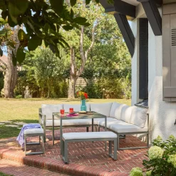 Gartenmöbelset mit Tisch aus Aluminium für 9 Personen