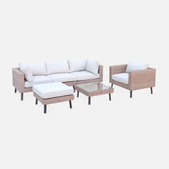 Gartenmöbelset 5 Sitzer aus Polyrattan