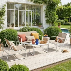 Gartenset aus Metall und Textilene für 4 Personen