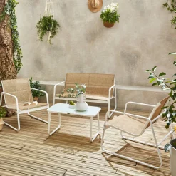 Gartenset aus Metall und Textilene für 4 Personen