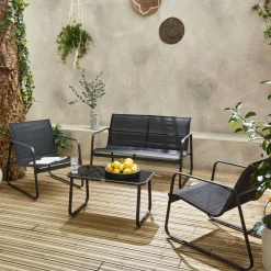 Gartenset aus Metall und Textilene für 4 Personen