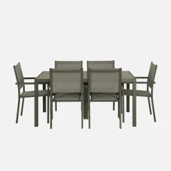 Gartentisch Aluminium + 6 Sessel