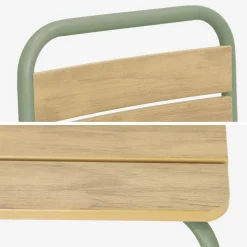 Gartentisch aus Stahl für Kinder, mit Holzdekor + 4 Sitze