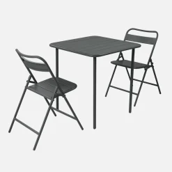 Gartentisch aus Stahl + 2 Stühle