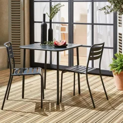 Gartentisch mit 2 Stühlen aus Stahl