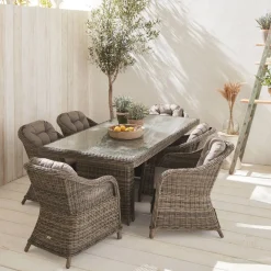 Gartentisch 6 Sitze Polyrattan - Lecco