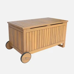 Gartentruhe aus Akazienholz mit Rollen 119L