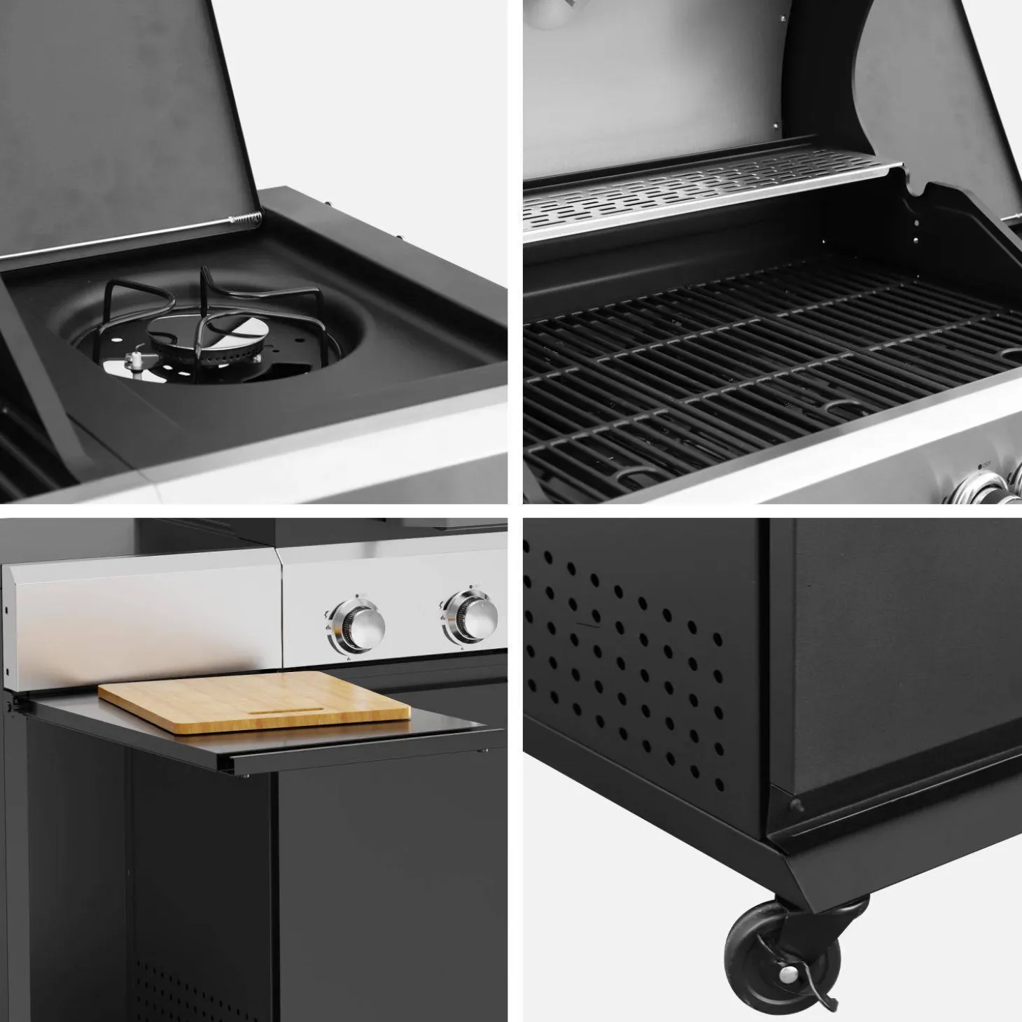 Gasgrill 4 Brenner + 1 Seitenbrenner mit Abdeckung