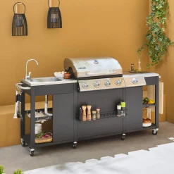 Gasgrill mit 4 Brennern + 1 Seitenbrenner und Außenküche
