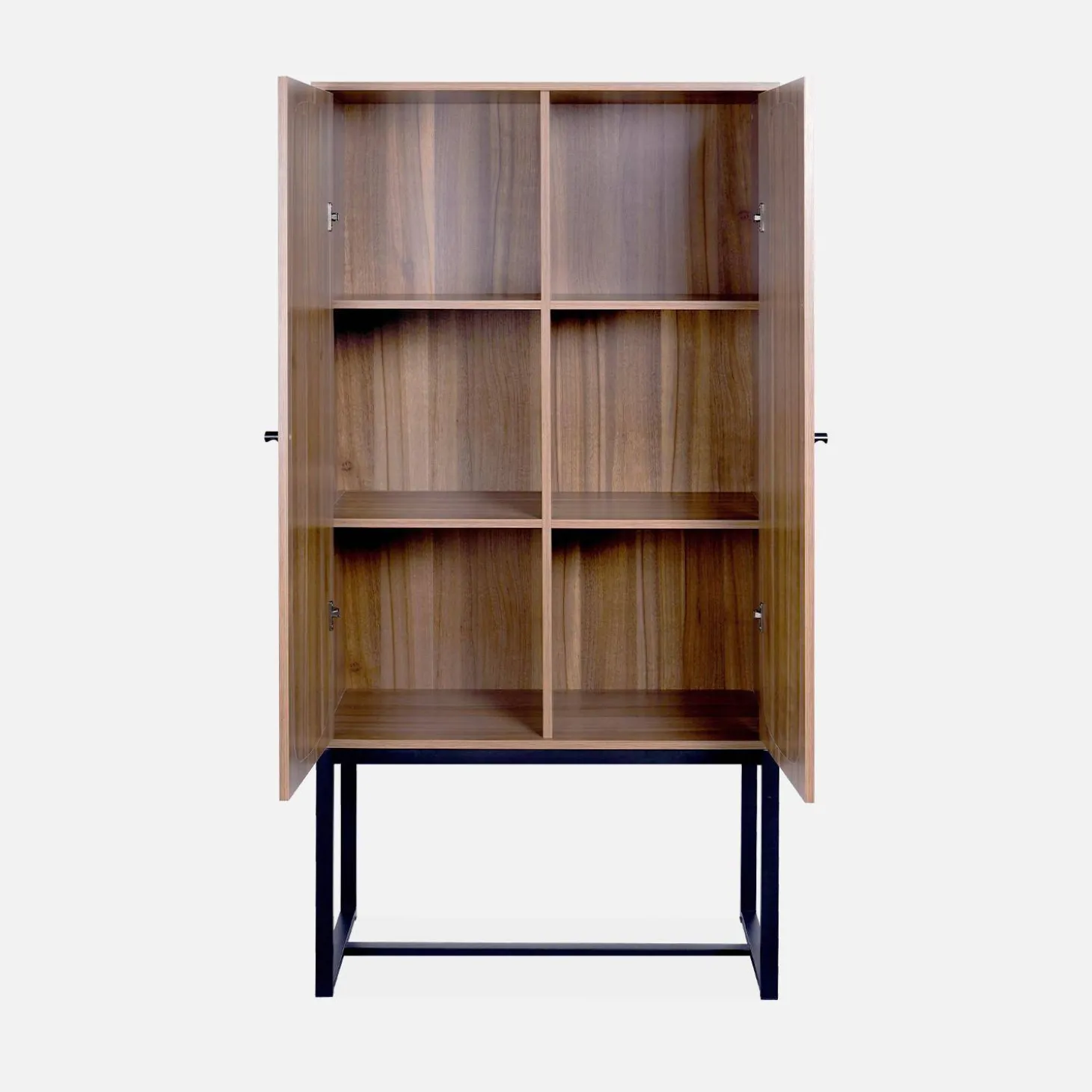Geschirrschrank mit Rattan-Geflecht und Holzdekor 2 Türen 165 cm