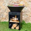 Grill-Feuerschale Ø81,5 cm, Grillrost, Holzlagerung