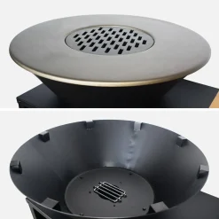 Grill-Feuerschale Ø 80 cm, Servierwagen mit Stauraum, Deckel und Zubehör