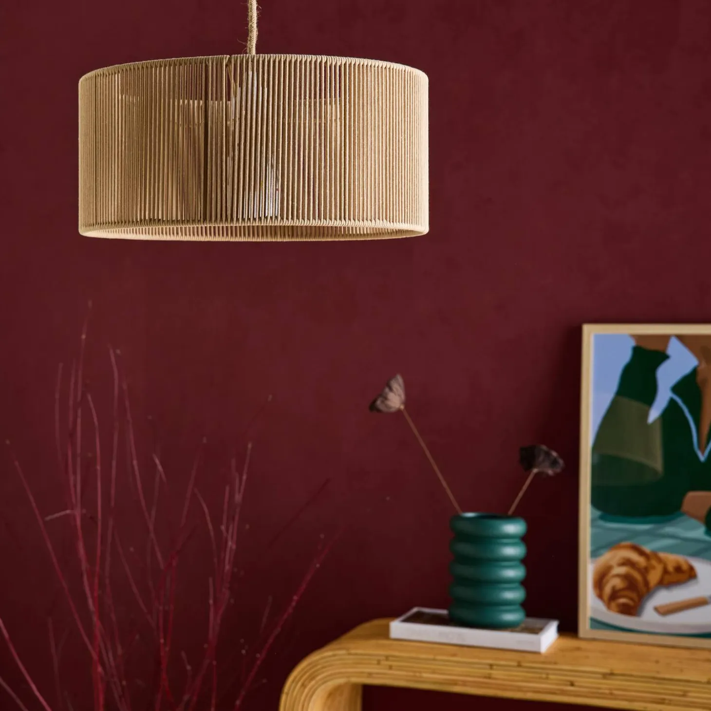 Indoor-Pendelleuchte mit Hanf Ø 40 cm