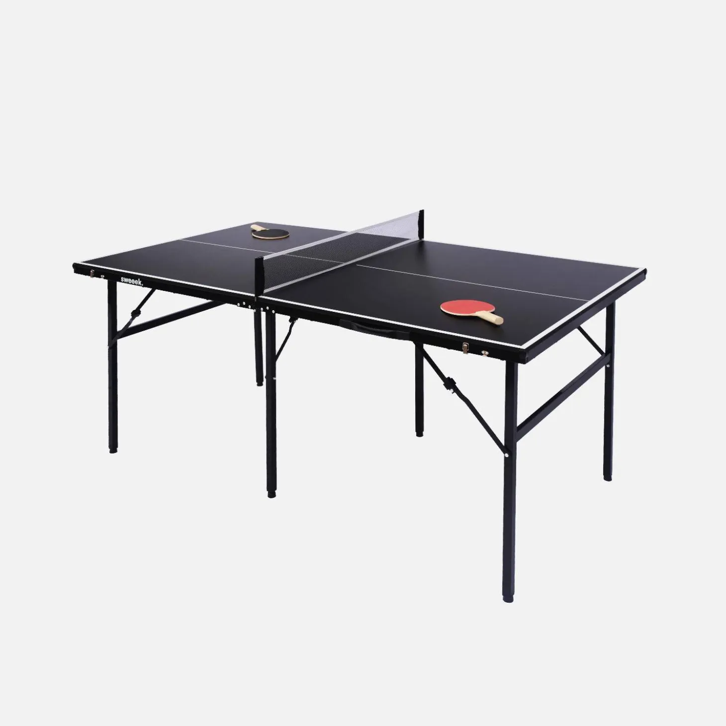 Indoor-Tischtennisplatte mittelgroß mit 2 Schlägern und 3 Bällen