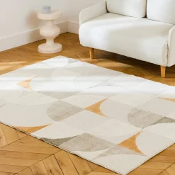 Innenteppich mit Retro-Muster cremefarben