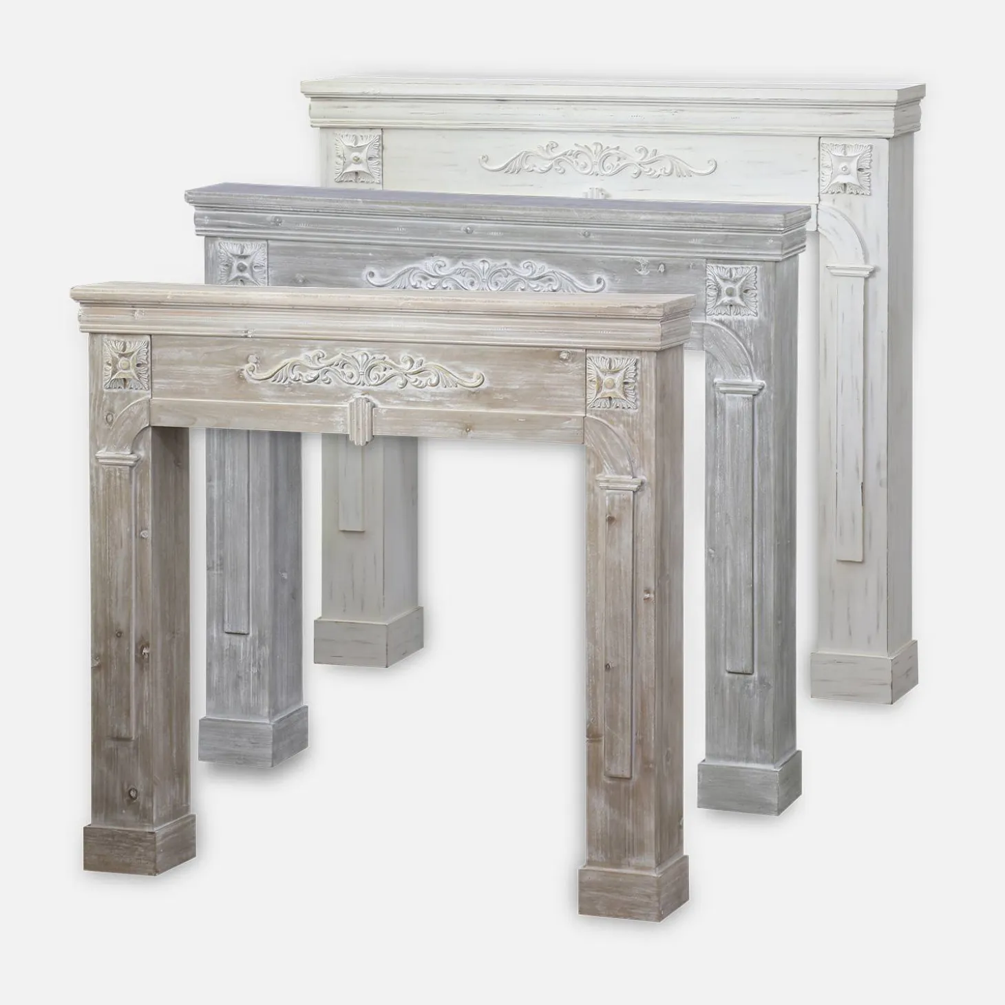 Kaminmantel mit gekalkter Holzoptik