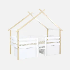 Kinderbett 90 x 190 cm Kiefernholz inklusive Lattenrost und 2 Schubladen