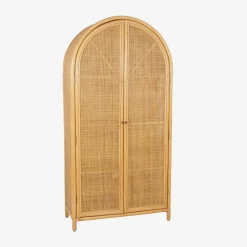 Kinderkleiderschrank Bohème aus natürlichem Rattan und Rattan-Geflecht