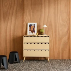 Kinderkommode Holzlook 3 Schubladen Kiefernholzfüße