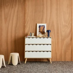 Kinderkommode Holzlook 3 Schubladen Kiefernholzfüße