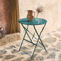 Klappbarer Bistro-Gartentisch aus Stahl Ø 60 cm, 2 Personen