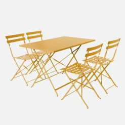 Klappbarer Bistro-Gartentisch aus Stahl mit 4 Stühlen
