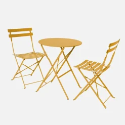 Klappbarer Bistro-Gartentisch aus Stahl + 2 Stühlen