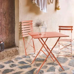 Klappbarer Bistro-Gartentisch aus Stahl 70 x 70 cm, mit 2 Stühlen