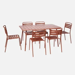 Klappbarer Gartentisch aus Stahl mit 6 Stühlen