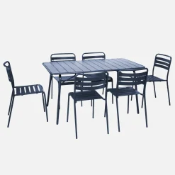 Klappbarer Gartentisch aus Stahl mit 6 Stühlen