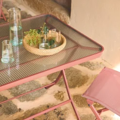 Klappbarer Gartentisch aus Stahl + 4 Stühle