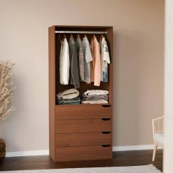 Kleiderschrankmodul Holzdekor 4 Schubladen 1 Kleiderschrank