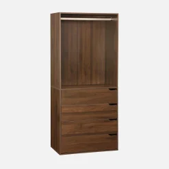 Kleiderschrankmodul Holzdekor 4 Schubladen 1 Kleiderschrank