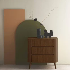 Kommode mit geriffeltem Holzkdekor 3 Schubladen