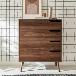 Kommode mit Holzdekor, 4 Schubladen