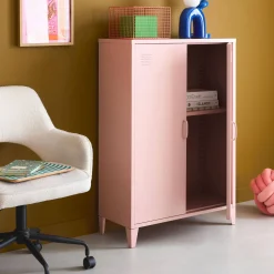 Kommode/Schrank im industriellen Stil aus Metall mit 2 Türen