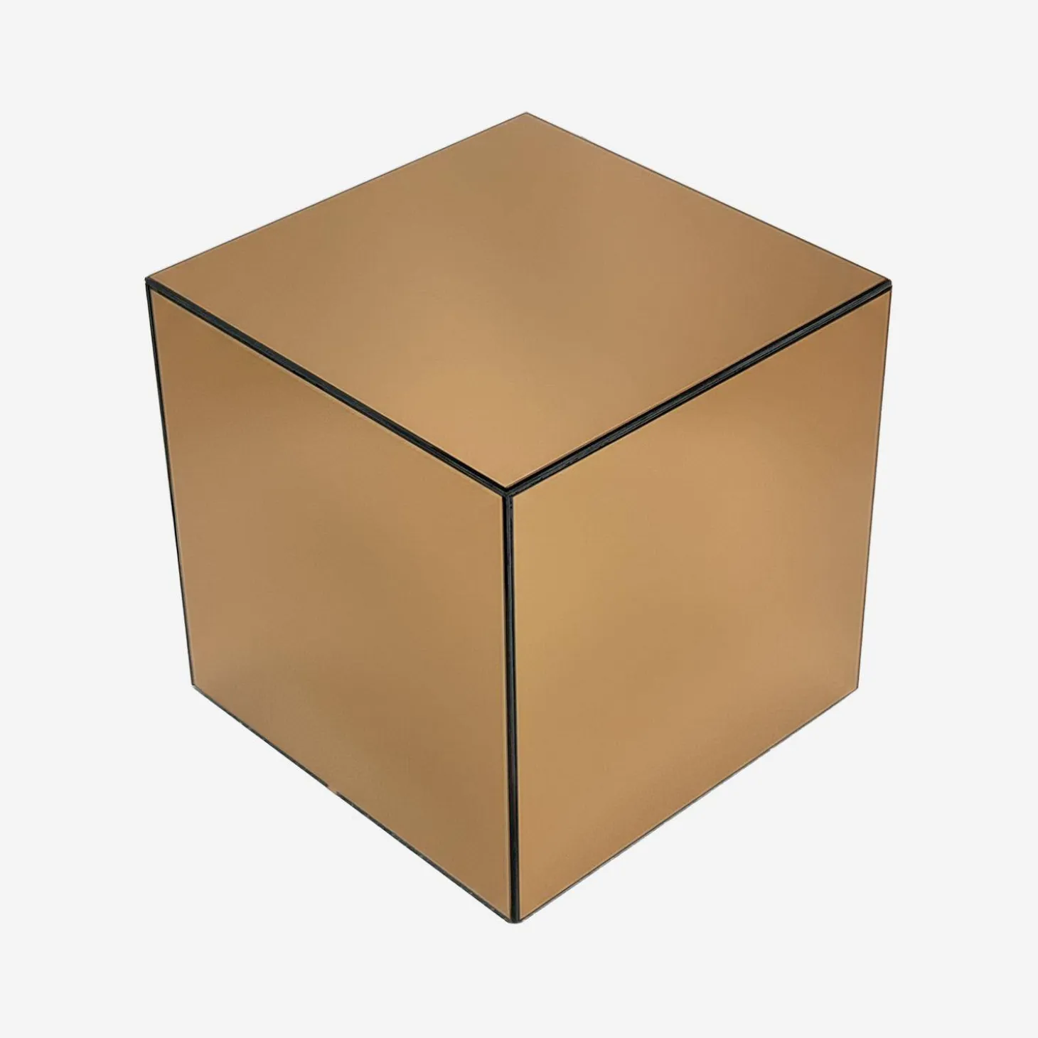 Kubischer Tisch mit Spiegelglas, Sofaende, Beistelltisch, 35 cm