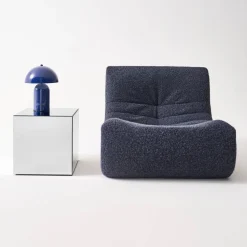 Kubischer Tisch mit Spiegelglas, Sofaende, Beistelltisch, 40 cm