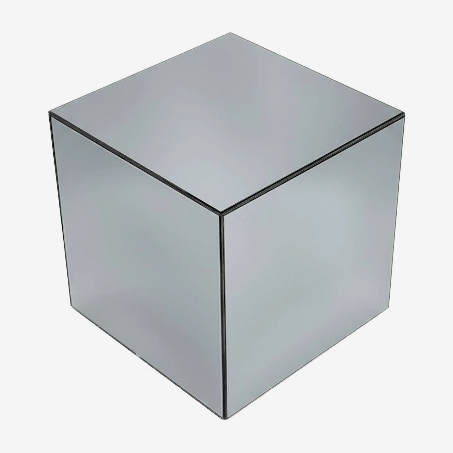 Kubischer Tisch mit Spiegelglas, Sofaende, Beistelltisch, 40 cm