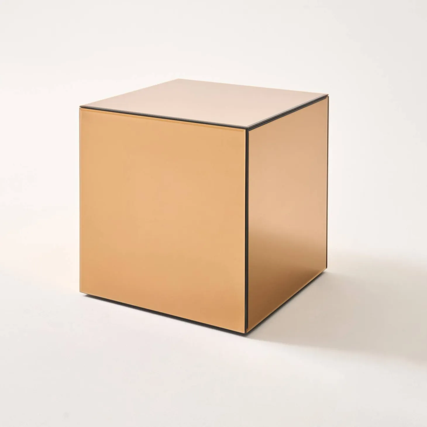 Kubischer Tisch mit Spiegelglas, Sofaende, Beistelltisch, 30 cm