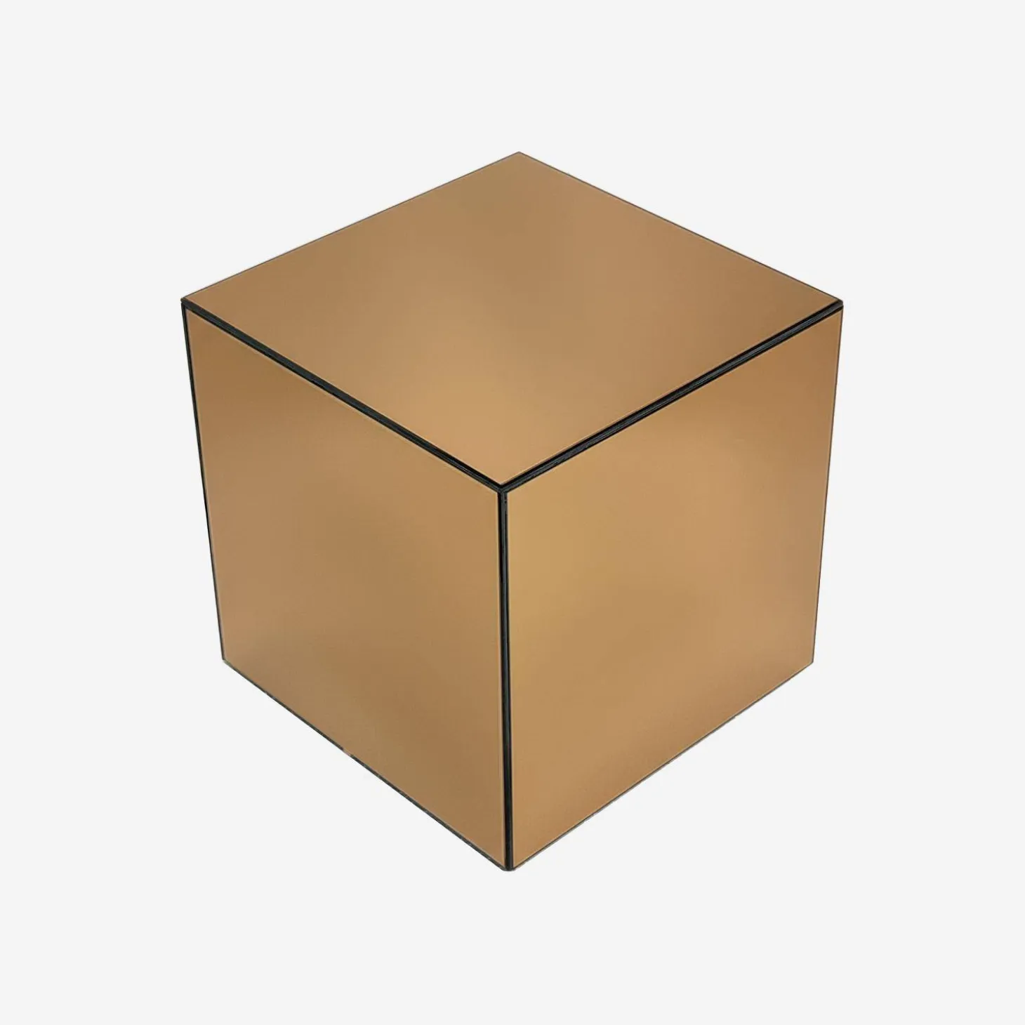 Kubischer Tisch mit Spiegelglas, Sofaende, Beistelltisch, 30 cm