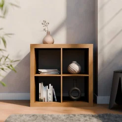 Kubisches Bücherregal Holz-Optik 2 Ebenen 4 Stauräume